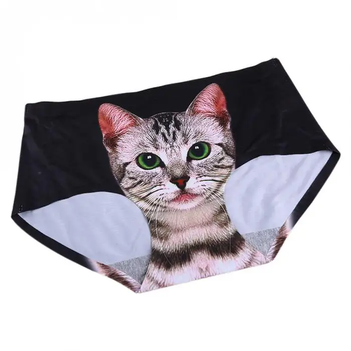 New Fashion Ladies Pussy Cat Panties Briefs Screen Printed Apparel Undies GDD99