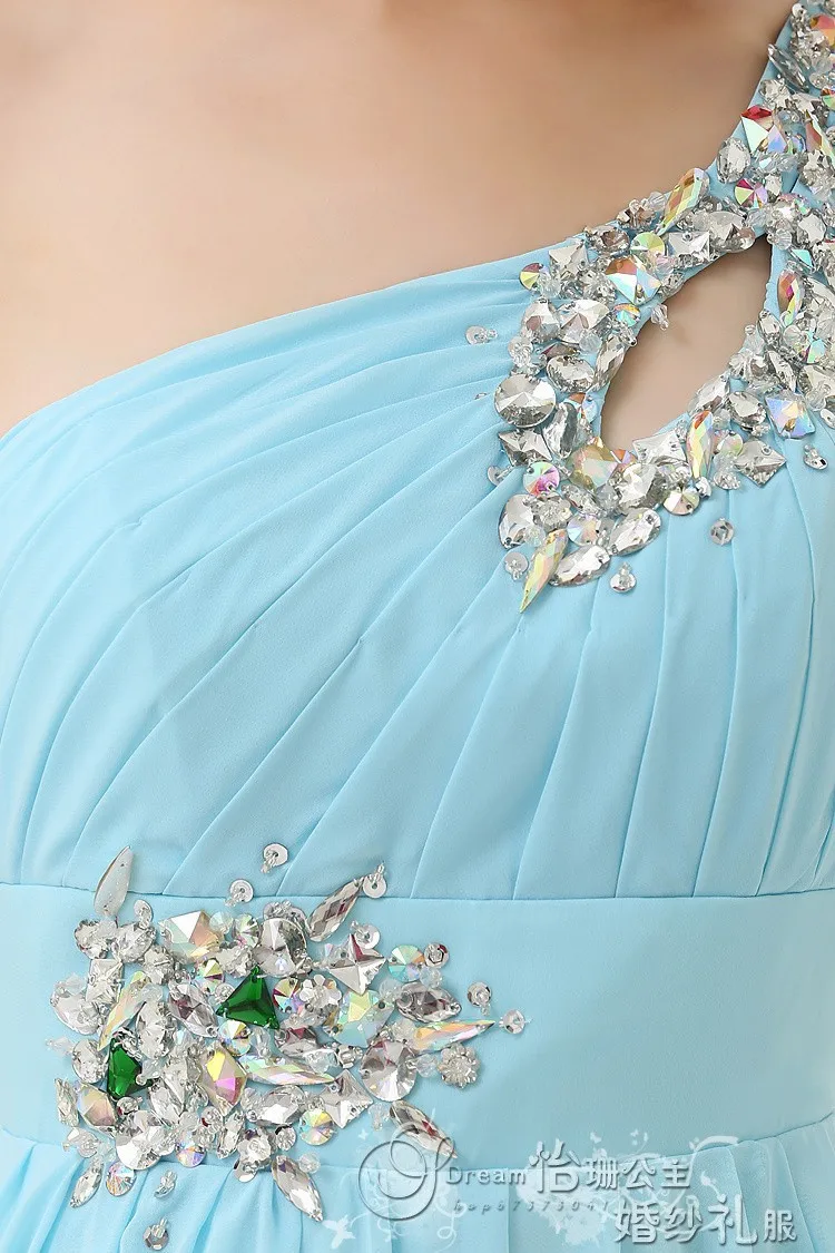 Long Prom Dresses 2016 More Colors Waist With Flower Beading Lange Ballkleider Red Blue Pink One Shoulder Gown for Women |