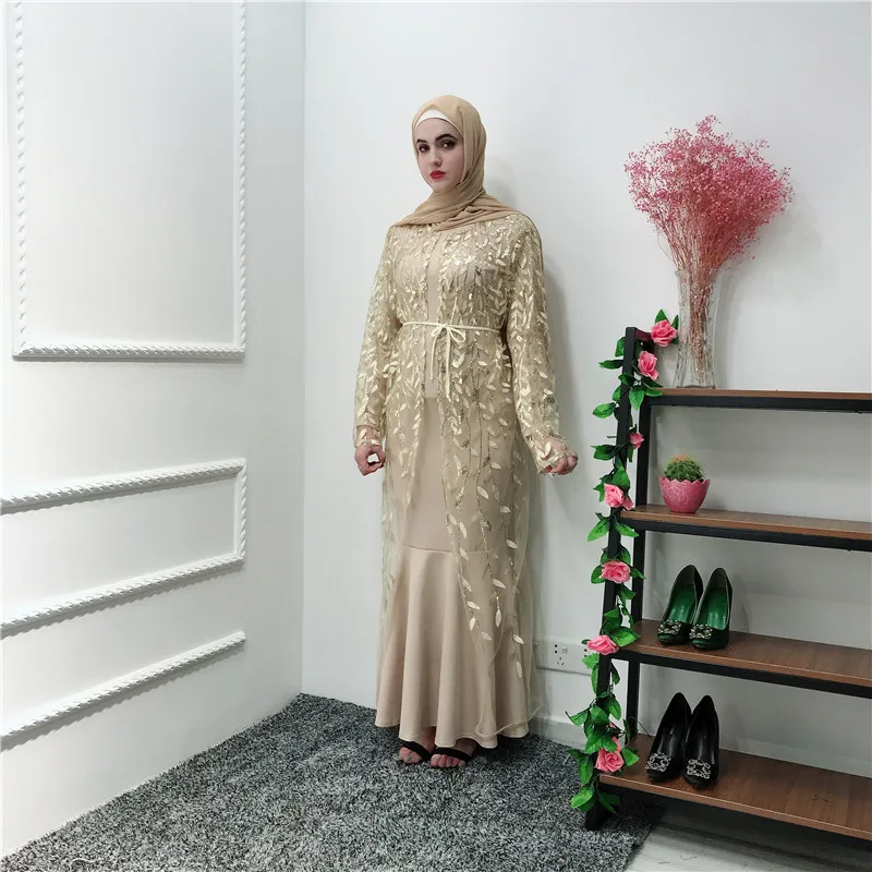 Рамадан открытая Abaya Дубай Турция ислам сетка кимоно кардиган мусульманский