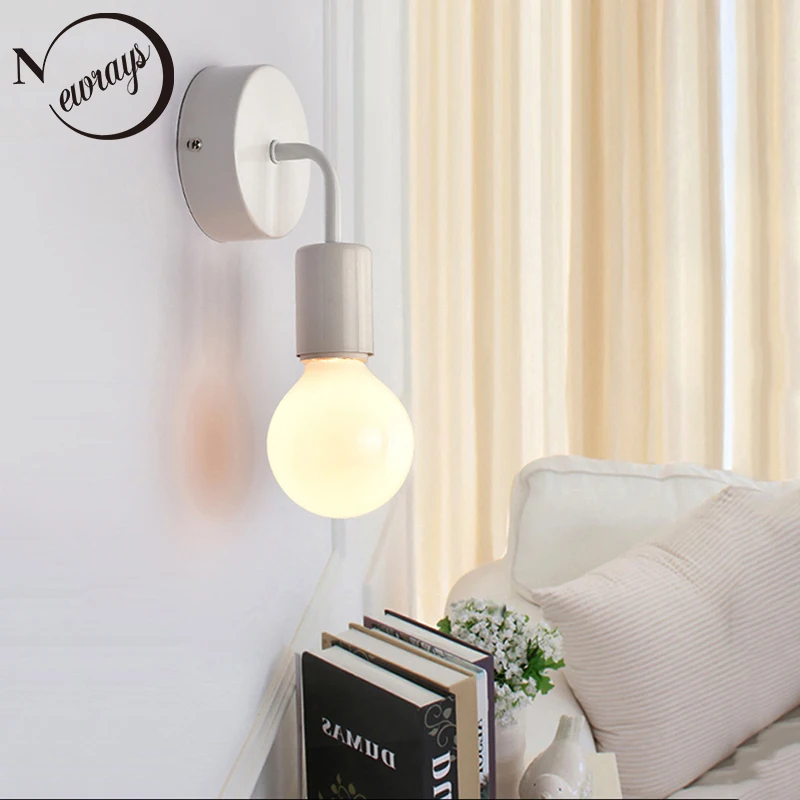 

Black white simple wall lamp LED E27 modern countryside wall light for living room office aisle corridor washroom pathway shop