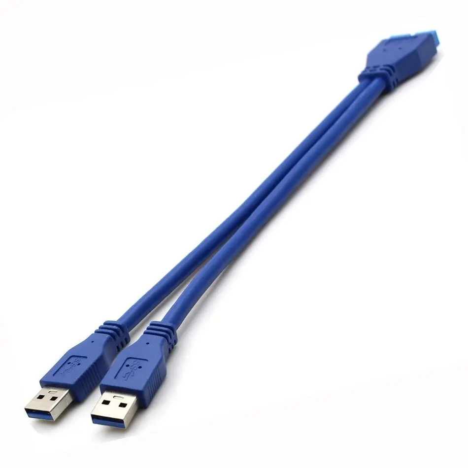 Двойной 2-портовый USB 3 0 тип A штыревой разъем адаптер Шнур 20Pin папа материнская