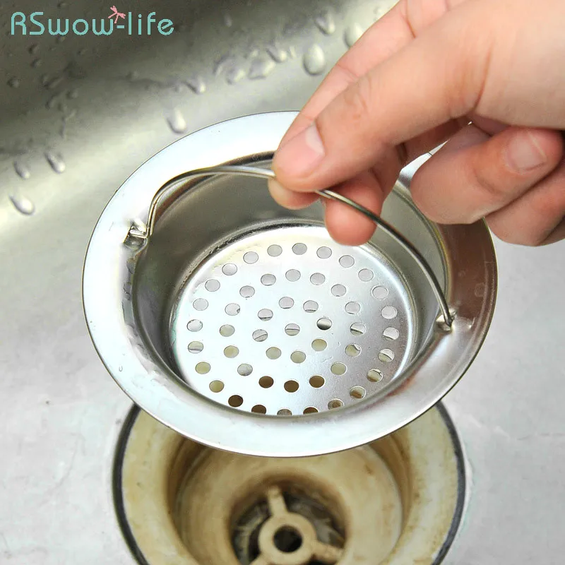 

2Pcs Bathroom Kitchen Sink Sewer Filter Screen Stainless Steel Filter Portable Floor Drain Handle Design Bathtub Handbasin