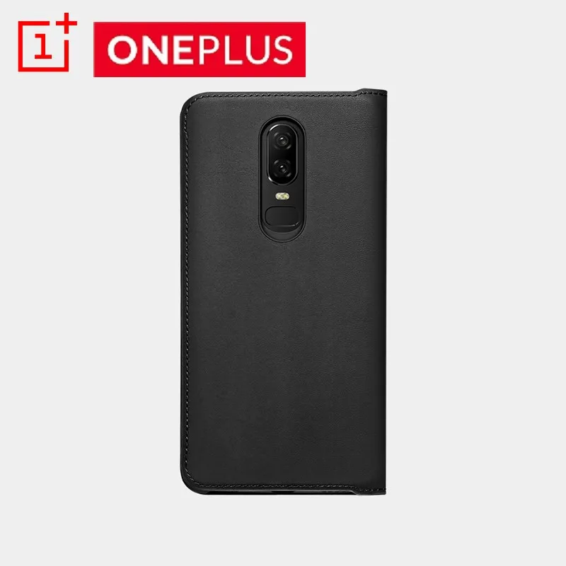 Оригинальный флип чехол OnePlus 6 черный Чехол книжка из искусственной кожи умный с