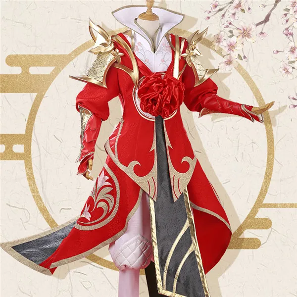 

2019 Hot Game King of Glory!!!Cosplay Costume Bao Sun Wukong Red Coat+Pants+Hat Cool Style Full Sets A