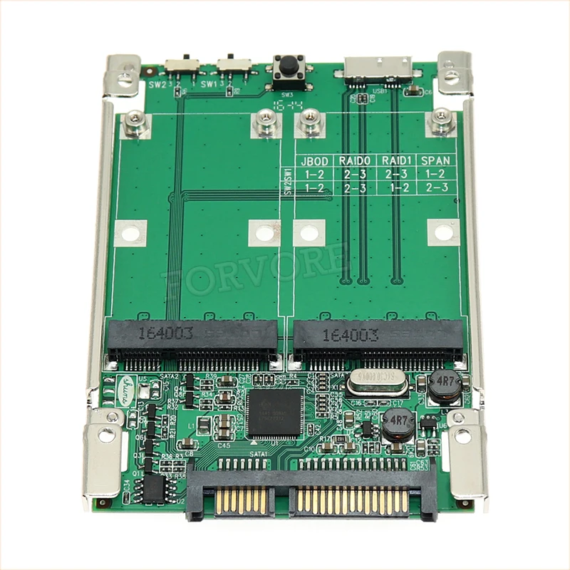 2," SATA III-двойной мини SATA USB 3,0-2 mSATA SSD Raid контроллер конвертер карт с кабелем