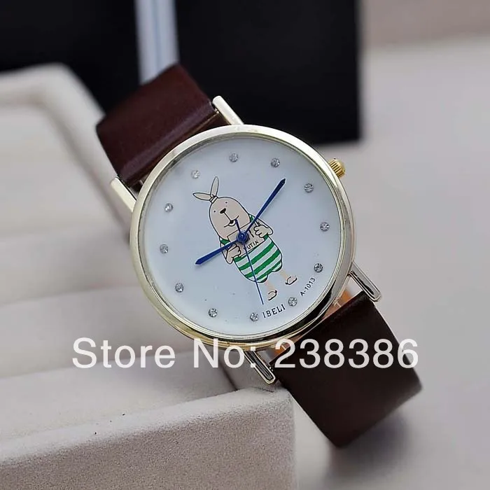 TGJW314 Fashion Ladies &amp Girls Watch Quartz PU Leather With Lovely Cute Rabbit in the Watch-face 3 Color To Choose | Наручные часы