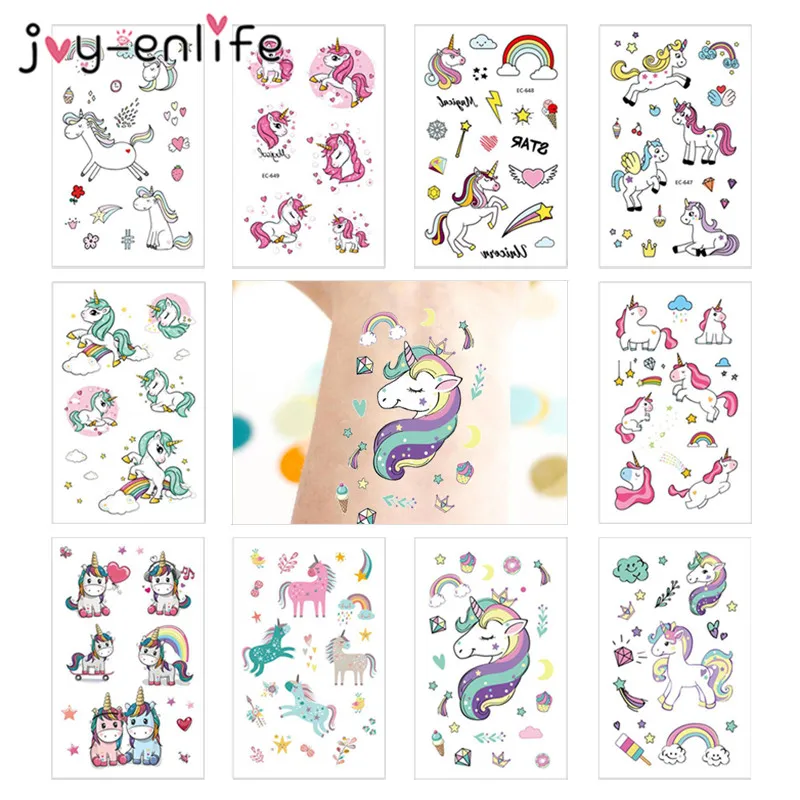 JOY ENLIFE 3 шт. Rocooart мультфильм Единорог татуировки Дети татуаж временное искусство