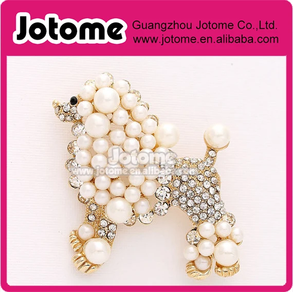 

Бесплатная доставка, брошь со стразами и жемчугом в виде пуделя, серебряная брошь в виде пуделя с кристаллами и жемчугом, броши в форме собаки, ювелирные изделия