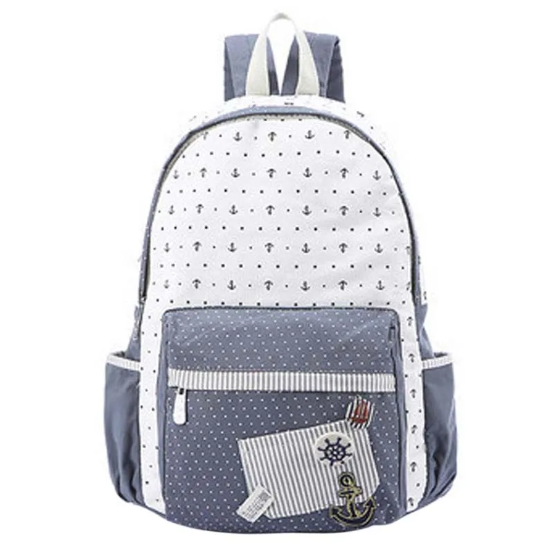 Coofit Cute Floral Stars Printing Canvas Backpack For Women Causal School Bagpack Girls Teens Youth Travel Laptop Daypack | Багаж и сумки