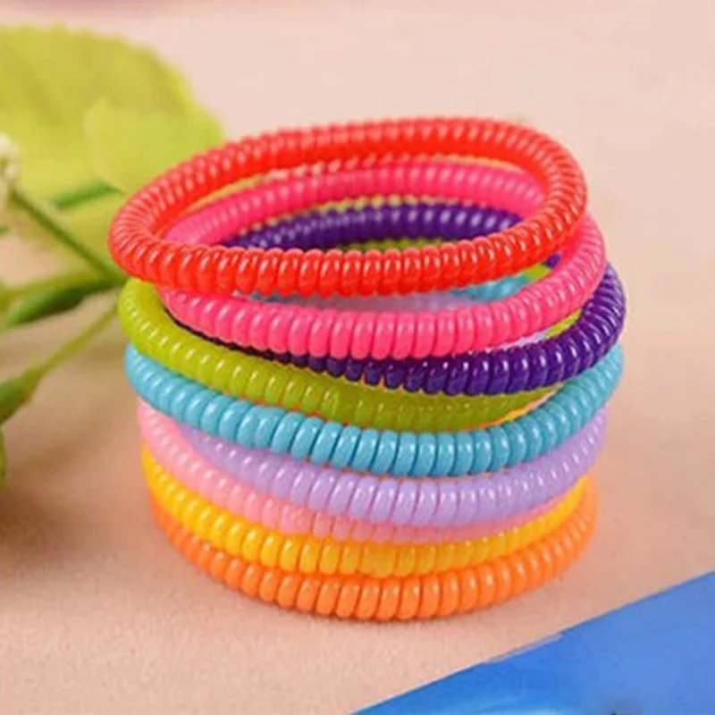 1ПК Новые пластиковые веревки для девушек, очень тонкие резиновые резинки для волос, женские телефонные провода, красочные резинки для волос.