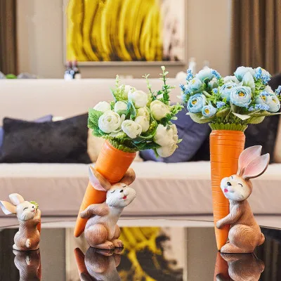 Novelty Flower Vase Easter Rabbits Robot Vase Home Decor