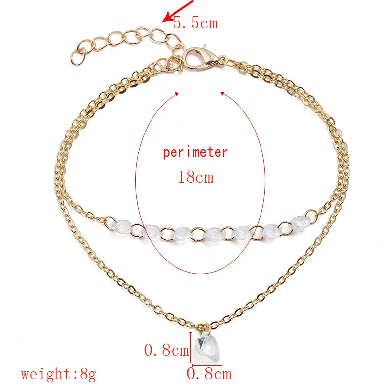 

New Personality Double Love Rhinestone Bracelet Crystal Sweet Fashion Wild Bracelet Women's Jewelry Bracelet Femme Acier Nurse