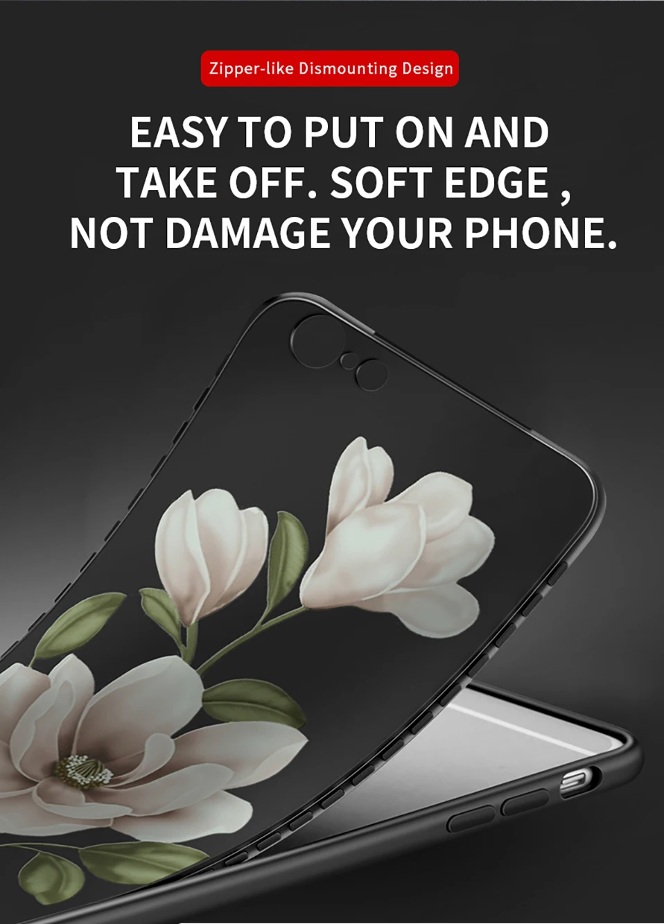 ASINA 360 Полный чехол для iPhone 8 Цветочный узор чехол s для iPhone 6 6s 7 8 Plus X Черный защитный бампер Fundas