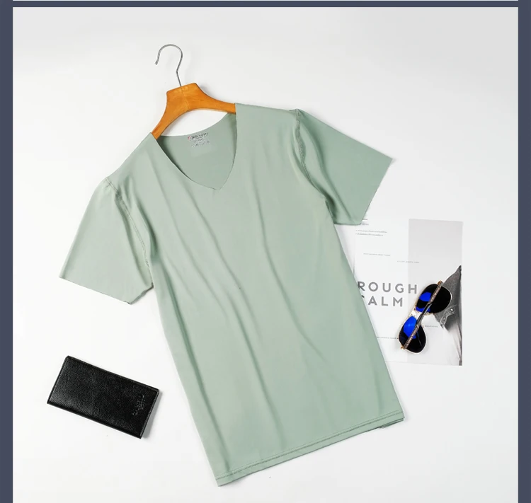 2018 Summer Men's Ice Modal Seamless T-shirt Casual Slim Fashion Brand Short-sleeved Breathable O-neck | Мужская одежда