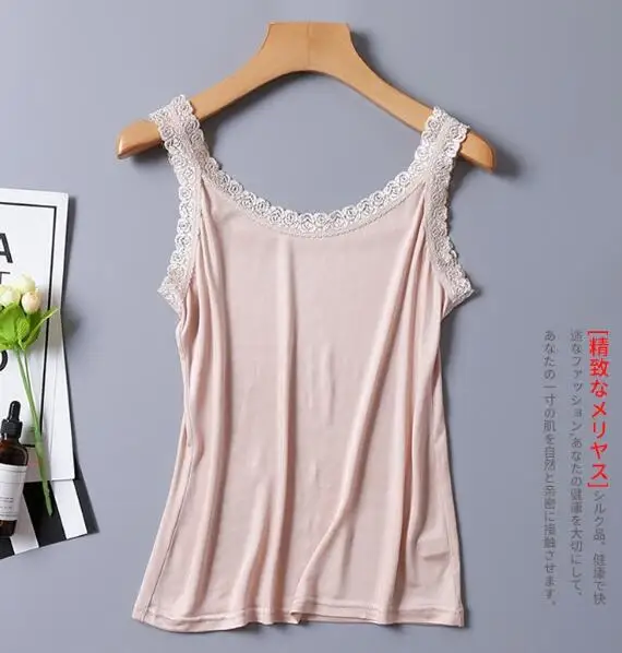 100% Silk Knit Lace Camisole Tank Top Vest Shirt Sleepwear Spaghetti Strap TG312 | Женская одежда
