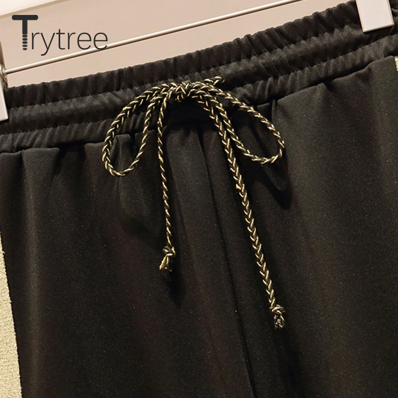 Trytree/летний женский комплект из двух предметов повседневный блестящий топ с