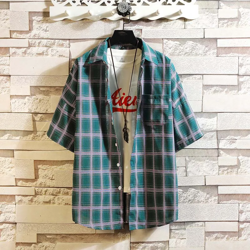 Men Shirt Mens Business Casual Shirts New Arrival Famous Clothing Plaid Short sleeve Camisa Masculina Male Pock | Мужская одежда