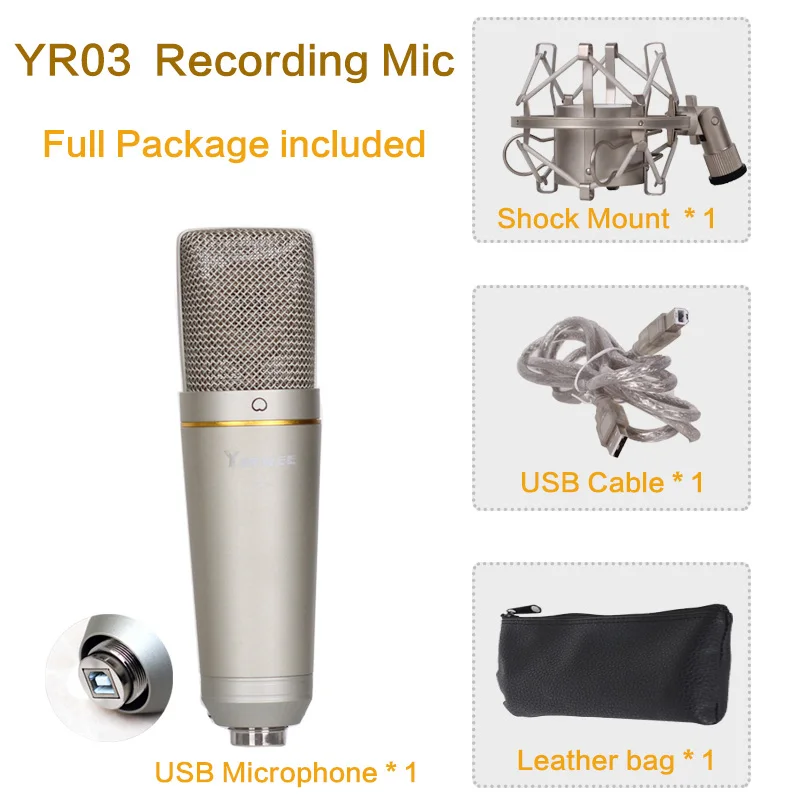 YR03 - USB Mic Высокое качество YAMREE USB записывающий микрофон USB микрофон использование в компьютерной студии записи YR03 YR01 - Цвет: YR03 - USB Mic