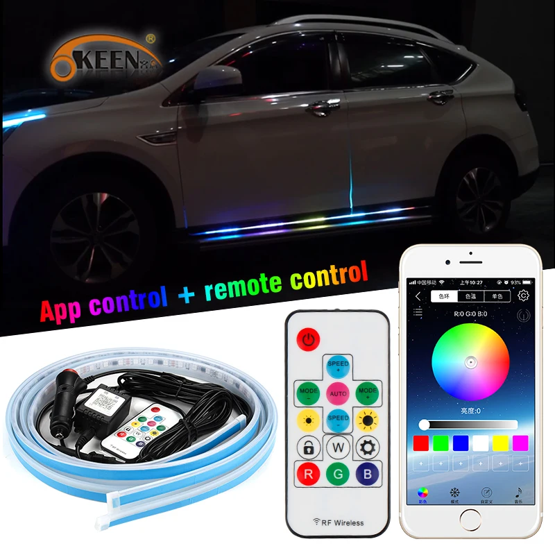 

OKEEN RGB Car Door Decorative Atmosphere light LED Welcome Pedal Strip Light Dynamic Flowing led strip 120cm 150cm 180cm