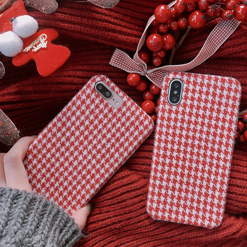 Модные красные рождественские плюшевые Хаундстут Телефон чехол для iPhone X 8 7 6 S