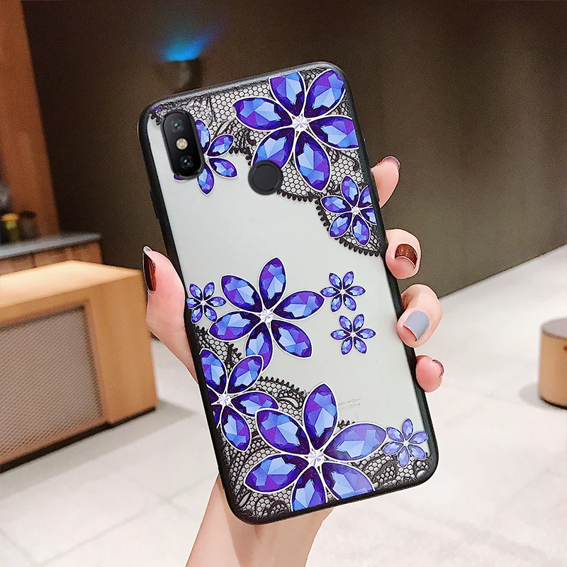 3D кружевное платье с цветочным рисунком Чехол Для Сяо mi PocoPhone 8 6X A1 A2 lite 5X красный