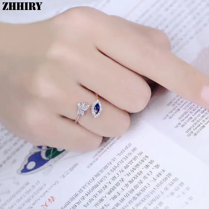 Женское кольцо бабочка ZHHIRY натуральное сапфировое рубиновое Изумрудное из