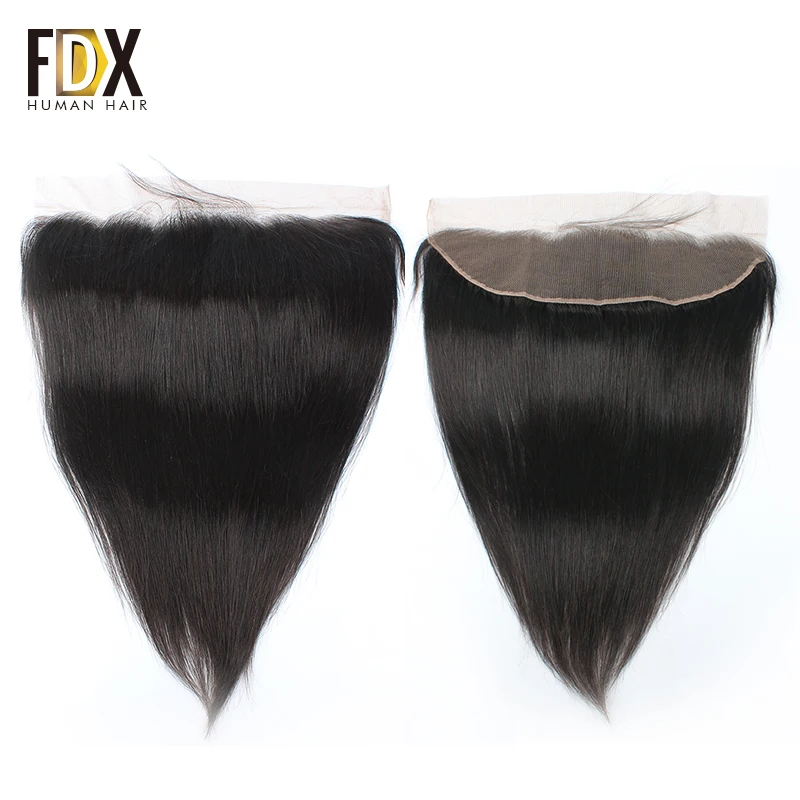 FDX 13 ''* 4'' бразильский прямой фронтальный 10 ''-20'' человеческие волосы уха до уха Кружева Фронтальная свободная часть 130% плотность Remy