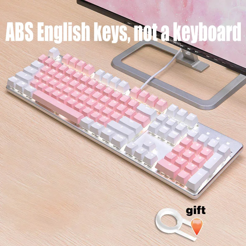 Русский/PBT английский Languag ключ крышка s Различные цвета выбор для Cherry MX механическая клавиатура Клавишные переключатели 104 клавиш - Цвет: white Powder English
