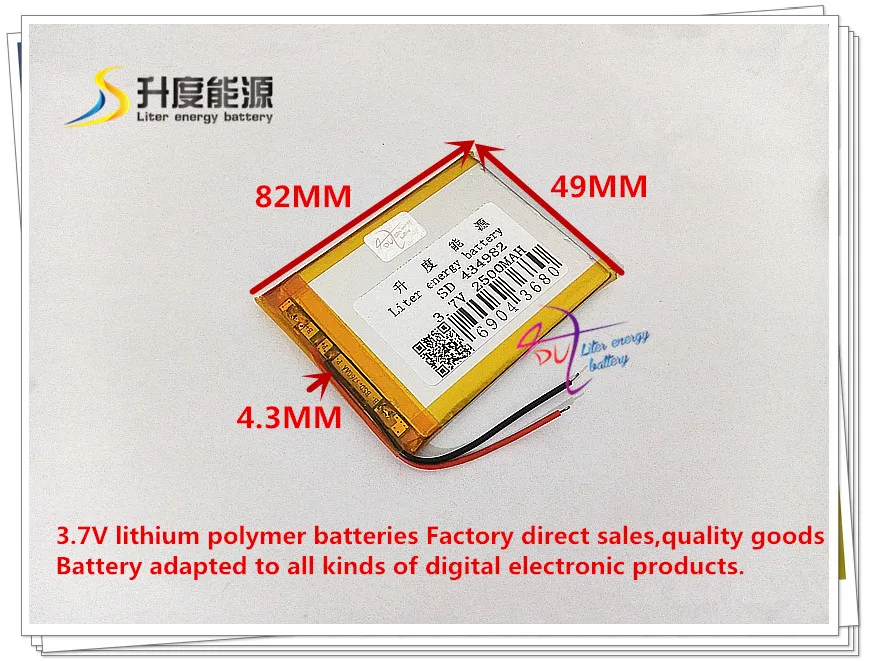 3 7 V 2500mAh 434982 литий ионный полимерный/литий аккумулятор для планшетного ПК GPS power bank