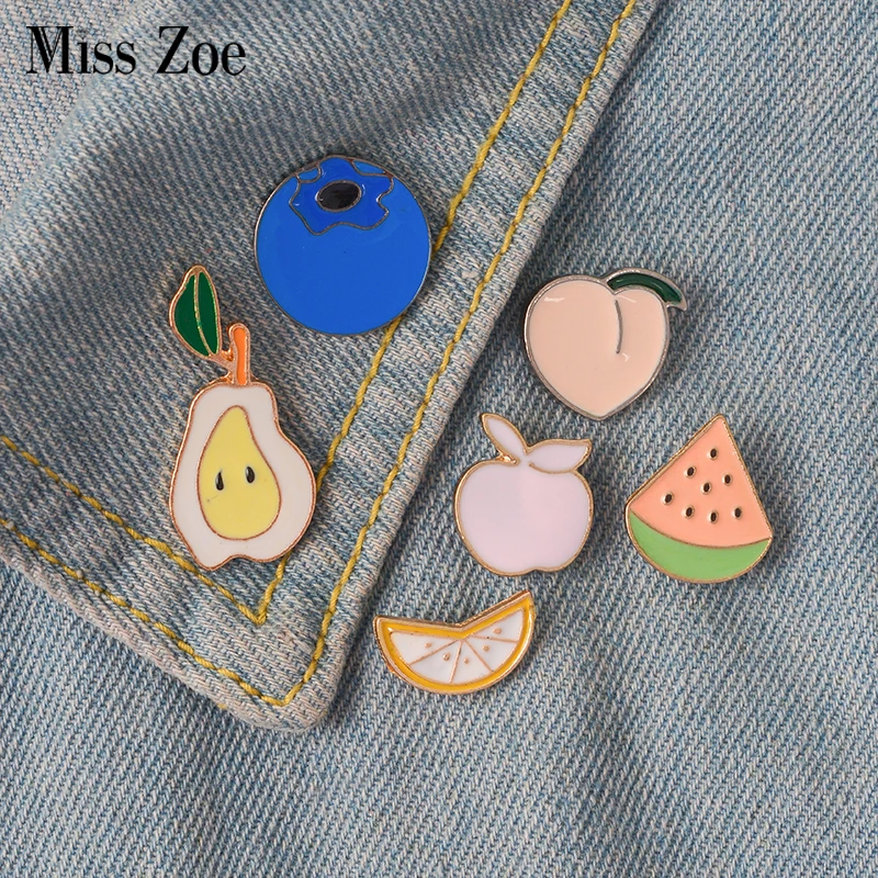 Фрукты эмали штырь персик груша с изображением яблока арбуза значок Нагрудный