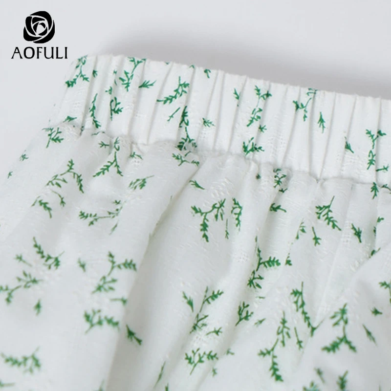 AOFULI S ~ XXXL 4XL Плюс Размер трапециевидная летняя юбка миди 2019 до середины икры с