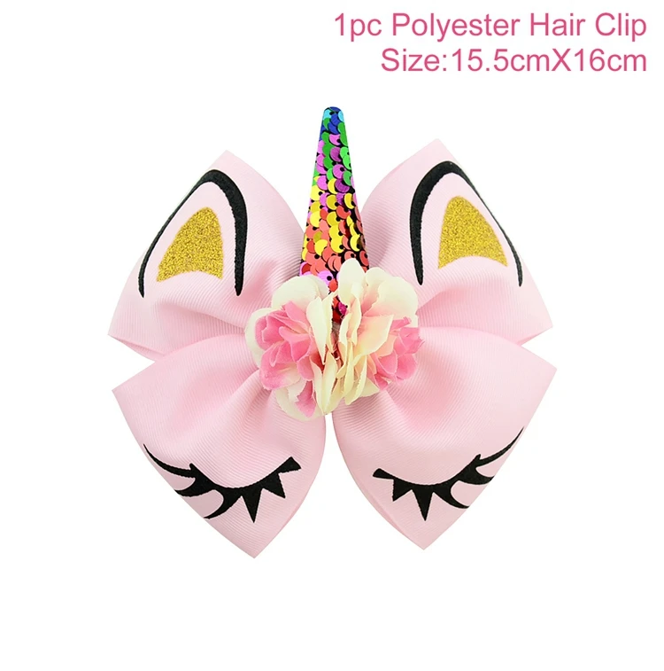 Pink hair clip Huiran красочный Единорог Рог заколка для волос Единорог декор для вечеринки в честь Дня Рождения Единорог Декор Единорог вечерние подарки девочка ребенок душ Декор - Цвет: Pink hair clip