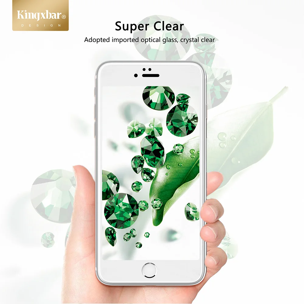 KINGXBAR for iPhone 7 8 Plus Screen Protector Anti Fingerprint Glass On the iphone Clear Full Film | Мобильные телефоны и