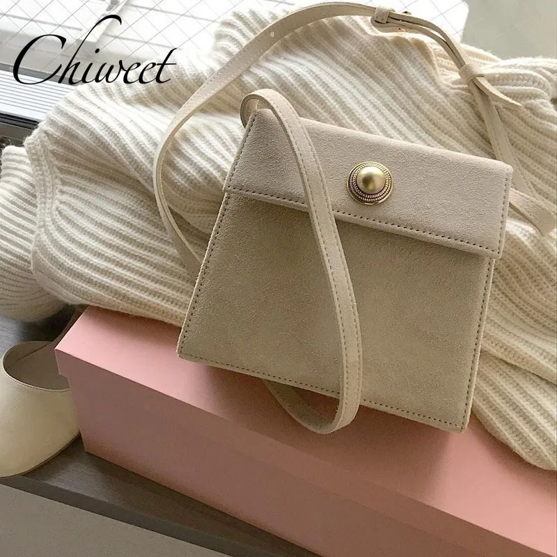 Дизайнерская замшевая кожаная сумка с клапаном Ретро стиль жемчужная Пряжка