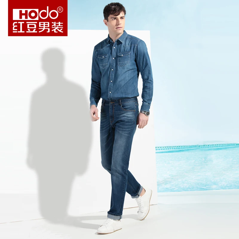 Hodo Camisa Джинсы для женщин masculina квадратный воротник Мужская рубашка Manga Longa Slim Fit