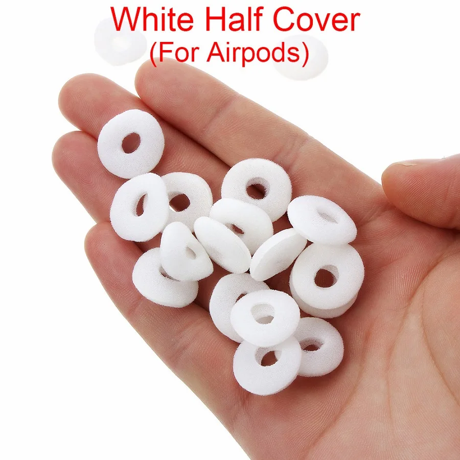 White Half Cover 40 шт. Мягкая Пена Замена Мягкие Наушники Пена крышка губка ушные вкладыши чехол для Airpods Earpods противоскользящая губка Earpad - Цвет: White Half Cover