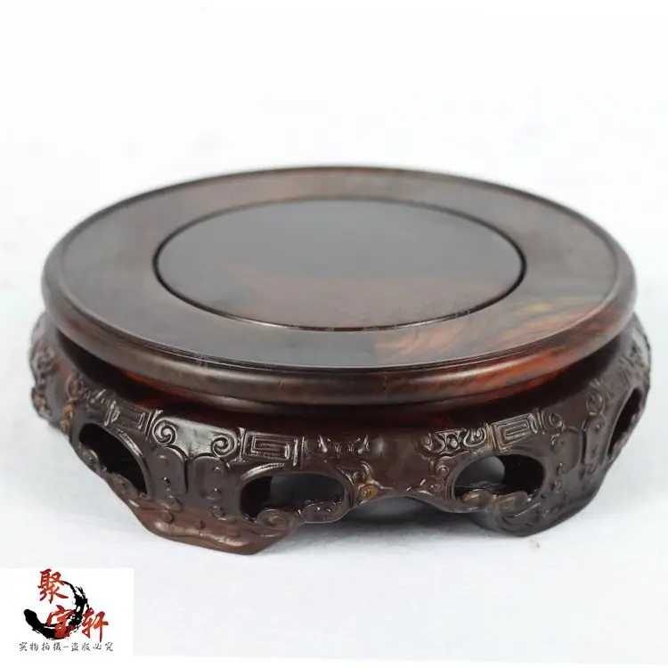 

Red rosewood carving handicraft annatto circular base of real wood of Buddha stone are recommended vase furnishing articles