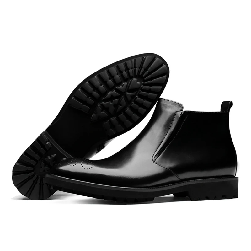Classic Round Toe Man Chukka Formal Dress Platform Shoes Full Grain Leather Men's Handcrafted Cowboy Ankle Boots JS277 |