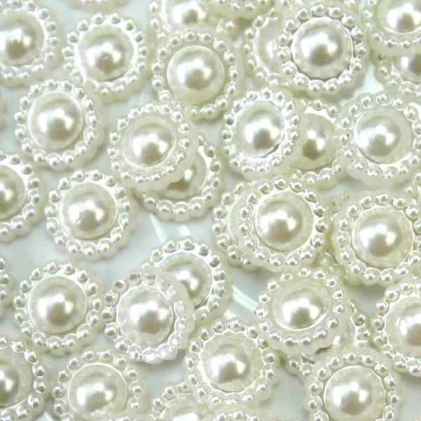 

100pcs Ivory Flower Pearl Cabochon Flatback Scrapbooking Embellishments DIY Craft Phone Case Decoration Accessories