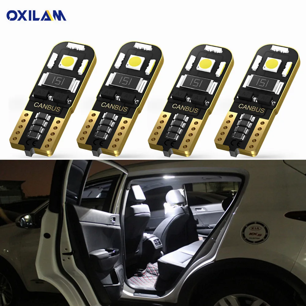 Светодиодный Canbus T10 лампа 4x W5W для Lada Vesta Granta Kalina Niva Renault Duster Megane купольный