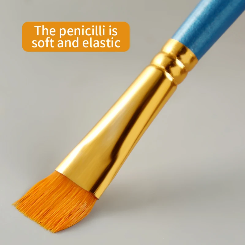 

10pcs watercolor acrylic Brushes Set nylon wool long rod round head flat head brushes for children's art supplies