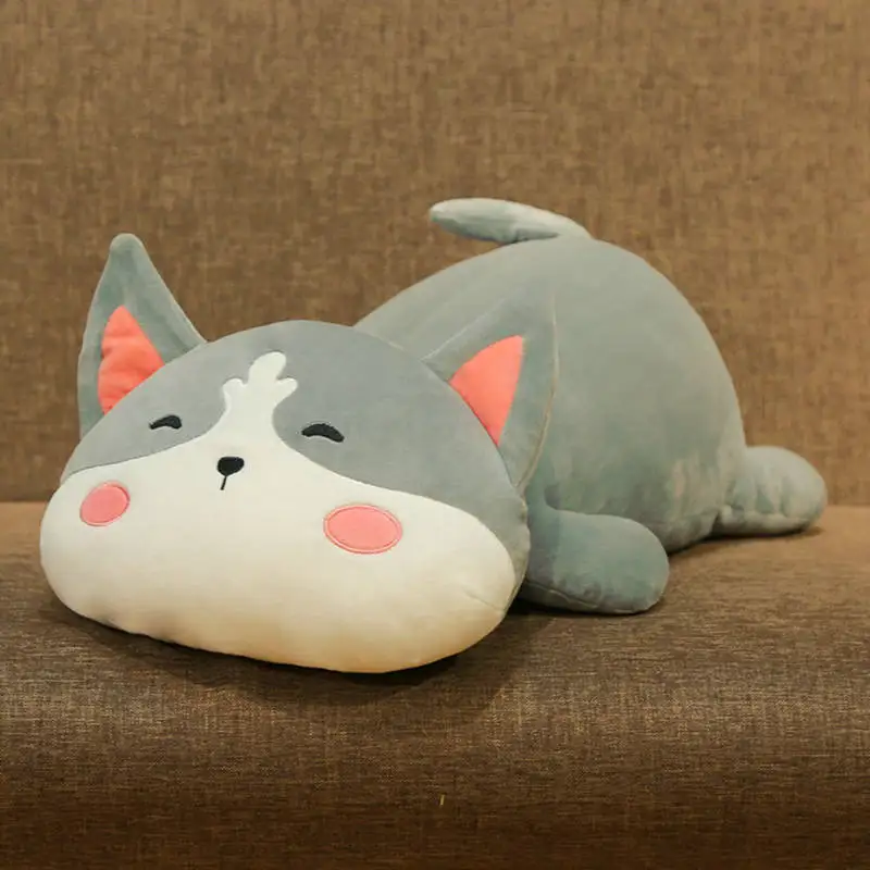 Dog grey Supe Мягкая Милая панда коричневый медведь Кот Кролик плюшевая игрушка хомяк чучела аниме фигурка мультфильм Подушка для ребенка подарок игрушка для малыша для девушки - Цвет: Dog grey