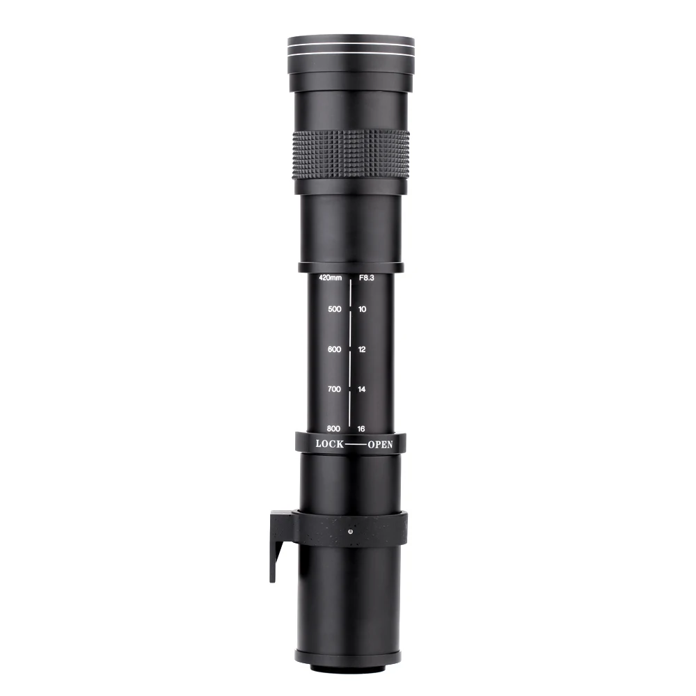 lightdow 420 800mm f8 3 16 super telephoto manual zoom lens t2 t mount ring adapter for digital cameras free global shipping