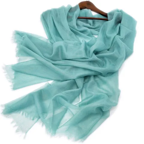 Mint color Большие размеры, Новая мода, козий кашемир, Женские однотонные Тонкие шарфы, шаль из пашмины, 100x240 см, маленькая кисточка - Цвет: Mint color