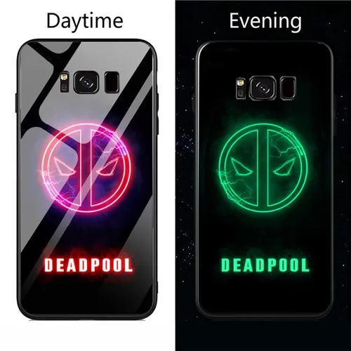 Style10 Светящийся стеклянный чехол для телефона Marvel Deadpool Человек-паук яд узор задняя крышка для samsung Galaxy s8 s9 Plus Note 8 чехол для телефона - Цвет: Style10