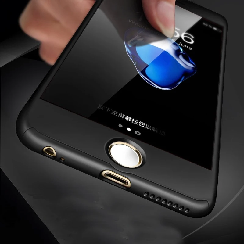 360 Защитный чехол для iPhone 6 6S 7 8 Plus X 5 5S SE закаленное стекло передняя и задняя крышка