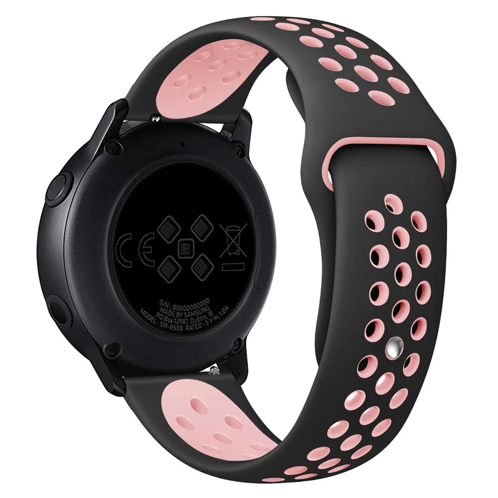 black pink Силиконовый ремешок для часов samsung Galaxy active Watch 42 мм 46 мм gear S3 S2 классический спортивный Xiaomi Amazfit bit 20 мм 22 мм ремешок для часов - Цвет ремешка: black pink