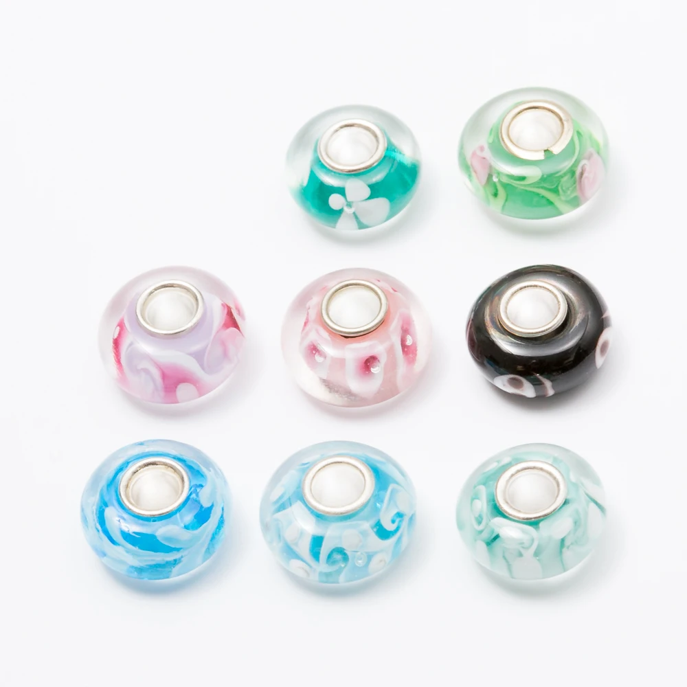 Free shipping 10pcs 8*14 Murano glass beads European charm bead Fit Pandora Charms Bracelets Women Fashion Bead js1454 | Украшения и