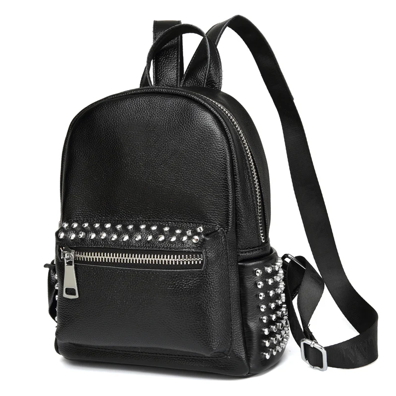Rivets Cool Leather Backpack Women's Back Pack Hot Fashion Double Shoulder Bags High End Luxury Bagpack Mochilas | Багаж и сумки