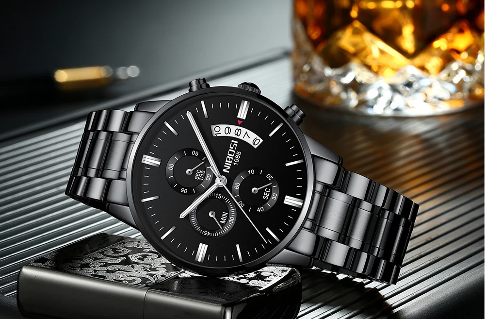 Новинка, распродажа, NIBOSI, модные часы для мужчин, лучший бренд класса люкс, нержавеющая сталь, аналоговые кварцевые наручные часы, бизнес часы, Relogio Masculion